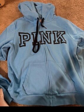 PINK Light Blue Zip-Up Hoodie